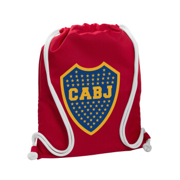 Club Atlético Boca Juniors, Τσάντα πλάτης πουγκί GYMBAG Κόκκινη, με τσέπη (40x48cm) & χονδρά κορδόνια