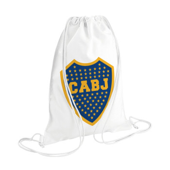 Club Atlético Boca Juniors, Τσάντα πλάτης πουγκί GYMBAG λευκή (28x40cm)