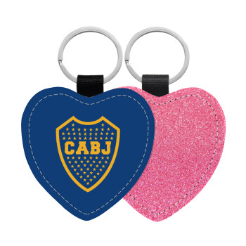 Club Atlético Boca Juniors, Μπρελόκ PU δερμάτινο glitter καρδιά ΡΟΖ