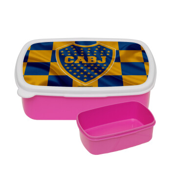 Club Atlético Boca Juniors, ΡΟΖ παιδικό δοχείο φαγητού (lunchbox) πλαστικό (BPA-FREE) Lunch Βox M18 x Π13 x Υ6cm
