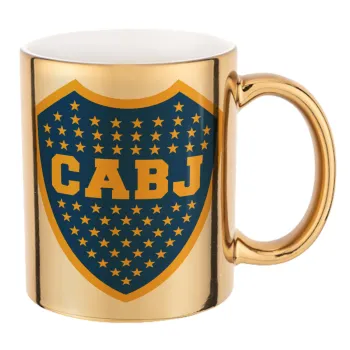Club Atlético Boca Juniors, Mug ceramic, gold mirror, 330ml