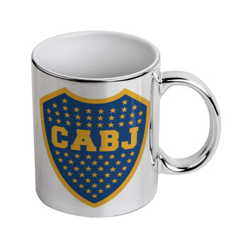 Club Atlético Boca Juniors, Mug ceramic, silver mirror, 330ml