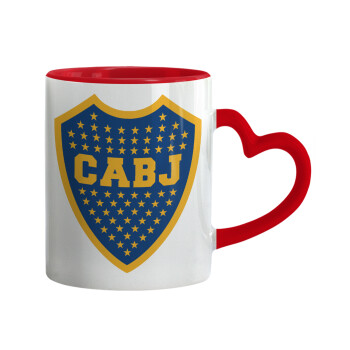 Club Atlético Boca Juniors, Κούπα καρδιά χερούλι κόκκινη, κεραμική, 330ml