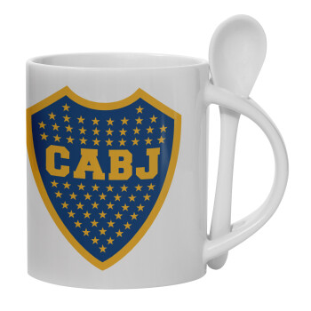 Club Atlético Boca Juniors, Ceramic coffee mug with Spoon, 330ml (1pcs)