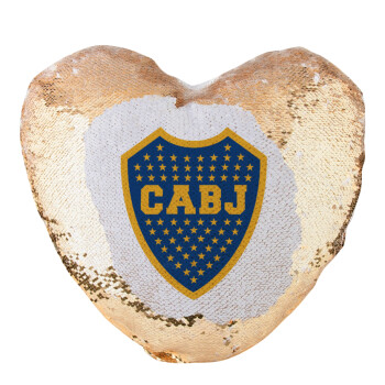Club Atlético Boca Juniors, Μαξιλάρι καναπέ καρδιά Μαγικό Χρυσό με πούλιες 40x40cm περιέχεται το  γέμισμα