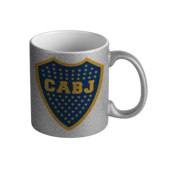 Club Atlético Boca Juniors, Κούπα Ασημένια Glitter που γυαλίζει, κεραμική, 330ml