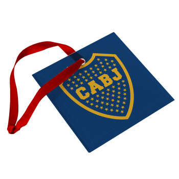 Club Atlético Boca Juniors, Χριστουγεννιάτικο στολίδι γυάλινο τετράγωνο 9x9cm