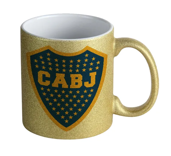 Club Atlético Boca Juniors — Κούπα Χρυσή Glitter που γυαλίζει, κεραμική, 330ml