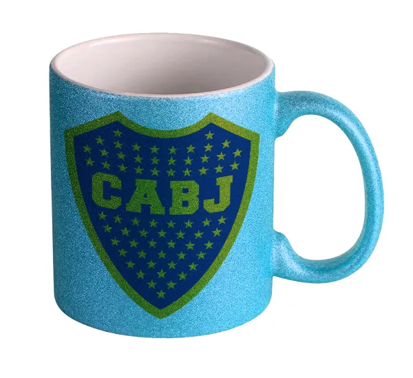 Club Atlético Boca Juniors — Κούπα Σιέλ Glitter που γυαλίζει, κεραμική, 330ml