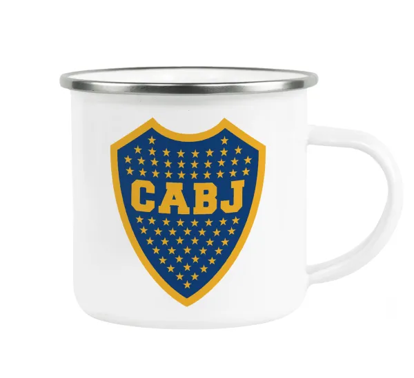 Club Atlético Boca Juniors — Metallic enamel cup white 360ml