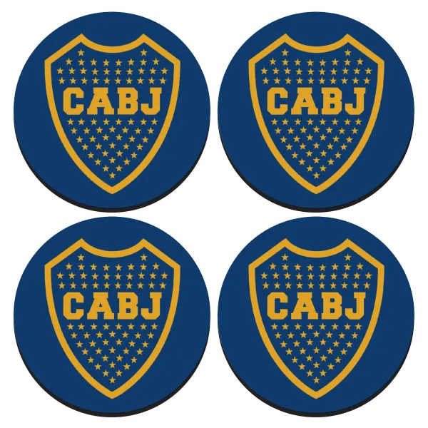 Club Atlético Boca Juniors — ΣΕΤ 4 Σουβέρ ξύλινα στρογγυλά (9cm)