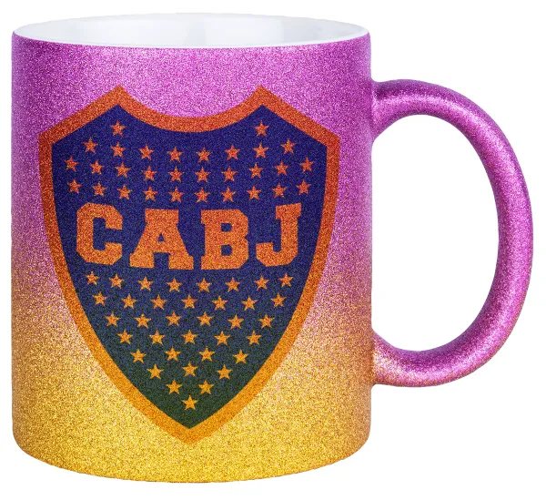 Club Atlético Boca Juniors — Gold/pink glitter mug, ceramic, 330ml