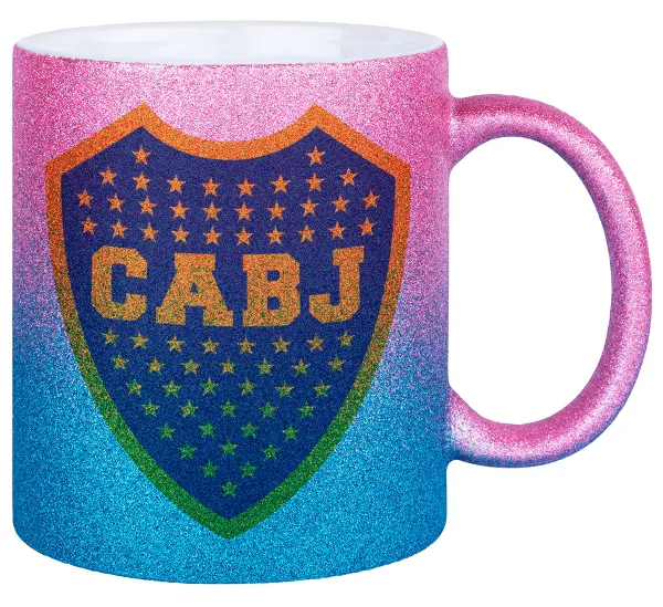 Club Atlético Boca Juniors — Gold/blue glitter mug, ceramic, 330ml