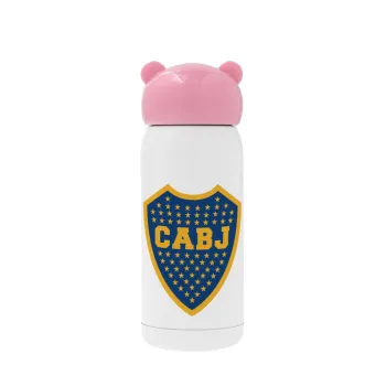 Club Atlético Boca Juniors, Pink stainless steel thermal flask, 320ml