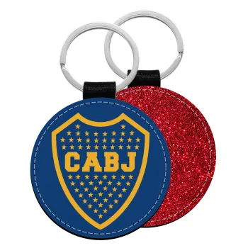 Club Atlético Boca Juniors, Μπρελόκ Δερματίνη, στρογγυλό ΚΟΚΚΙΝΟ (5cm)