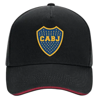 Club Atlético Boca Juniors, DRILL Adult Ultimate Hat BLACK/RED, (100% COTTON, ADULT, UNISEX, ONE SIZE)