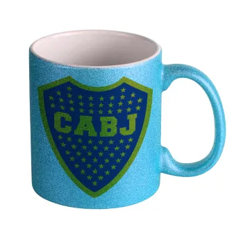 Club Atlético Boca Juniors, Κούπα Σιέλ Glitter που γυαλίζει, κεραμική, 330ml