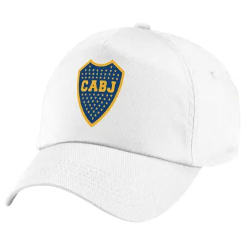 Club Atlético Boca Juniors, Children's Baseball Cap, 100% Cotton Twill, White (COTTON, CHILDREN'S, UNISEX, ONE SIZE)
