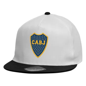 Club Atlético Boca Juniors, Καπέλο παιδικό Flat Snapback, Λευκό (100% ΒΑΜΒΑΚΕΡΟ, ΠΑΙΔΙΚΟ, UNISEX, ONE SIZE)