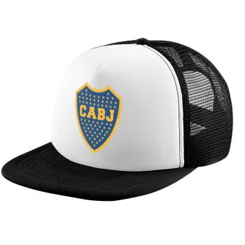 Club Atlético Boca Juniors, Child's Soft Trucker Hat with BLACK/WHITE Mesh (POLYESTER, CHILD, ONE SIZE)