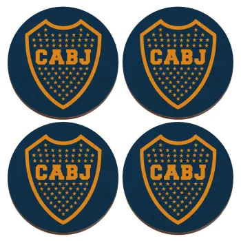 Club Atlético Boca Juniors, ΣΕΤ x4 Σουβέρ ξύλινα στρογγυλά plywood (9cm)