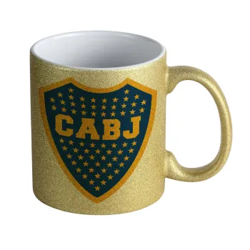 Club Atlético Boca Juniors, Κούπα Χρυσή Glitter που γυαλίζει, κεραμική, 330ml