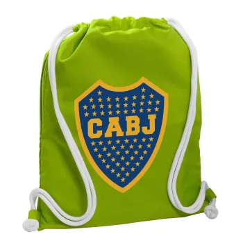 Club Atlético Boca Juniors, Backpack bag GYMBAG LIME GREEN, with pocket (40x48cm) & thick cords
