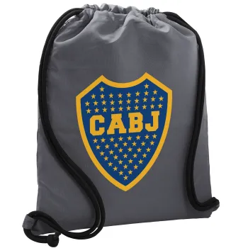 Club Atlético Boca Juniors, Τσάντα πλάτης πουγκί GYMBAG ΓΚΡΙ, με τσέπη (40x48cm) & χονδρά κορδόνια
