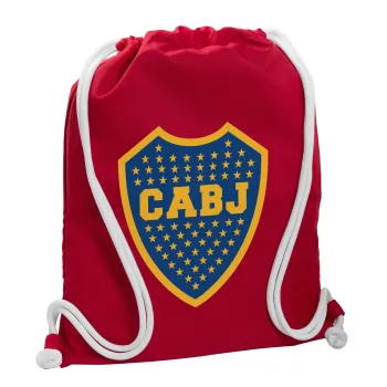 Club Atlético Boca Juniors, Τσάντα πλάτης πουγκί GYMBAG Κόκκινη, με τσέπη (40x48cm) & χονδρά κορδόνια