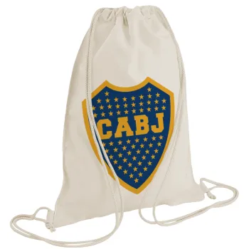 Club Atlético Boca Juniors, Τσάντα πλάτης πουγκί GYMBAG natural (28x40cm)