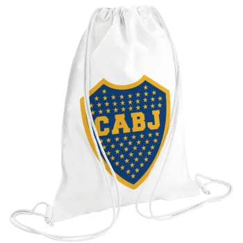 Club Atlético Boca Juniors, Τσάντα πλάτης πουγκί GYMBAG λευκή (28x40cm)