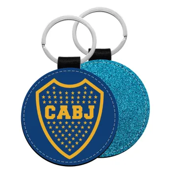 Club Atlético Boca Juniors, Μπρελόκ Δερματίνη, στρογγυλό ΜΠΛΕ (5cm)