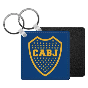 Club Atlético Boca Juniors, Μπρελόκ Δερματίνη, τετράγωνο ΜΑΥΡΟ (5x5cm)