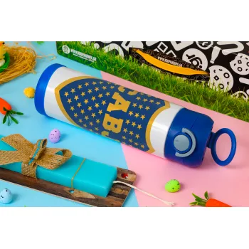 Club Atlético Boca Juniors, Πασχαλινή Λαμπάδα με Παιδικό παγούρι θερμό, ανοξείδωτο, με καλαμάκι ασφαλείας, ΜΠΛΕ (500ml)