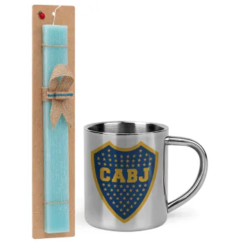 Club Atlético Boca Juniors, Πασχαλινή Λαμπάδα με μεταλλική κούπα θερμό (300ml) & κερί αρωματικό πλακέ (30cm) (ΤΙΡΚΟΥΑΖ)