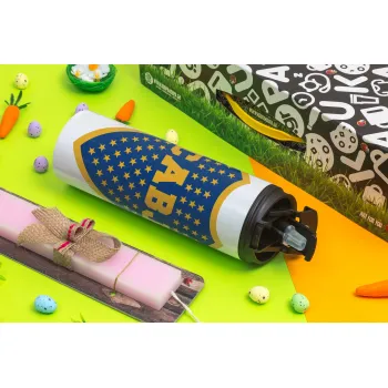 Club Atlético Boca Juniors, Πασχαλινή Λαμπάδα με Travel Tumbler θερμό με διπλό καπάκι (600ml, BPA free) & κερί αρωματικό πλακέ (30cm) (ΡΟΖ)