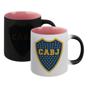 Club Atlético Boca Juniors, Κούπα Μαγική εσωτερικό ΡΟΖ, κεραμική 330ml που αλλάζει χρώμα με το ζεστό ρόφημα