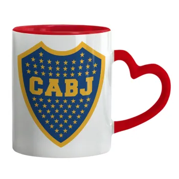 Club Atlético Boca Juniors, Mug heart red handle, ceramic, 330ml