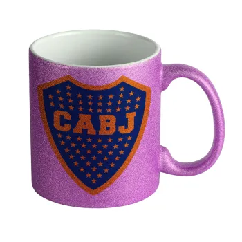 Club Atlético Boca Juniors, Κούπα Μωβ Glitter που γυαλίζει, κεραμική, 330ml