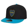 Καπέλο παιδικό Flat Snapback, Μαύρο/Μπλε (100% ΒΑΜΒΑΚΕΡΟ, ΠΑΙΔΙΚΟ, UNISEX, ONE SIZE)