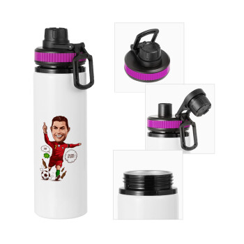 Cristiano Ronaldo, Metallic water bottle with safety lid, 850ml aluminum