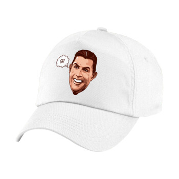 Cristiano Ronaldo, Καπέλο παιδικό Baseball, 100% Βαμβακερό Twill, Λευκό (ΒΑΜΒΑΚΕΡΟ, ΠΑΙΔΙΚΟ, UNISEX, ONE SIZE)