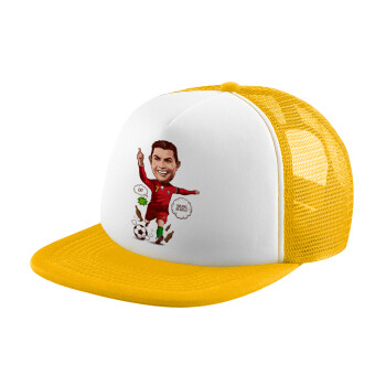 Cristiano Ronaldo, Καπέλο Soft Trucker με Δίχτυ Κίτρινο/White 