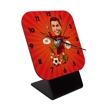 Cristiano Ronaldo, Quartz Table clock in natural wood (10cm)