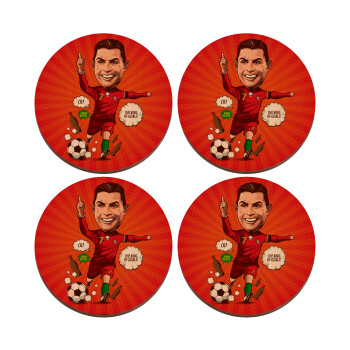 Cristiano Ronaldo, ΣΕΤ x4 Σουβέρ ξύλινα στρογγυλά plywood (9cm)
