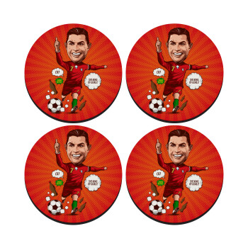Cristiano Ronaldo, SET of 4 round wooden coasters (9cm)