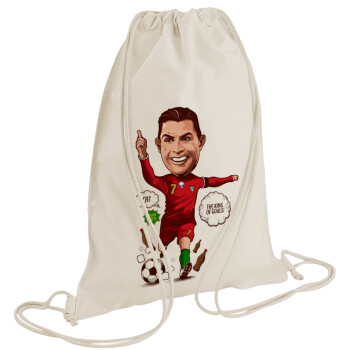 Cristiano Ronaldo, Backpack bag GYMBAG natural (28x40cm)