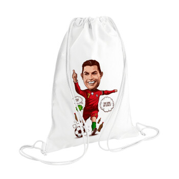 Cristiano Ronaldo, Backpack pouch GYMBAG white (28x40cm)