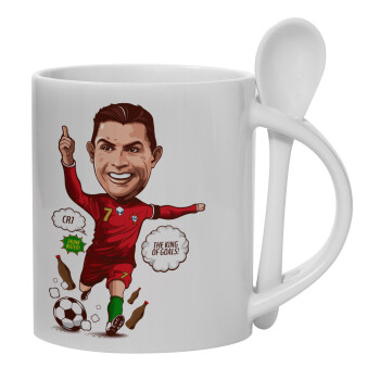 Cristiano Ronaldo, Ceramic coffee mug with Spoon, 330ml (1pcs)