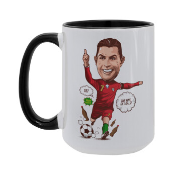 Cristiano Ronaldo, Κούπα Mega 15oz, κεραμική Μαύρη, 450ml